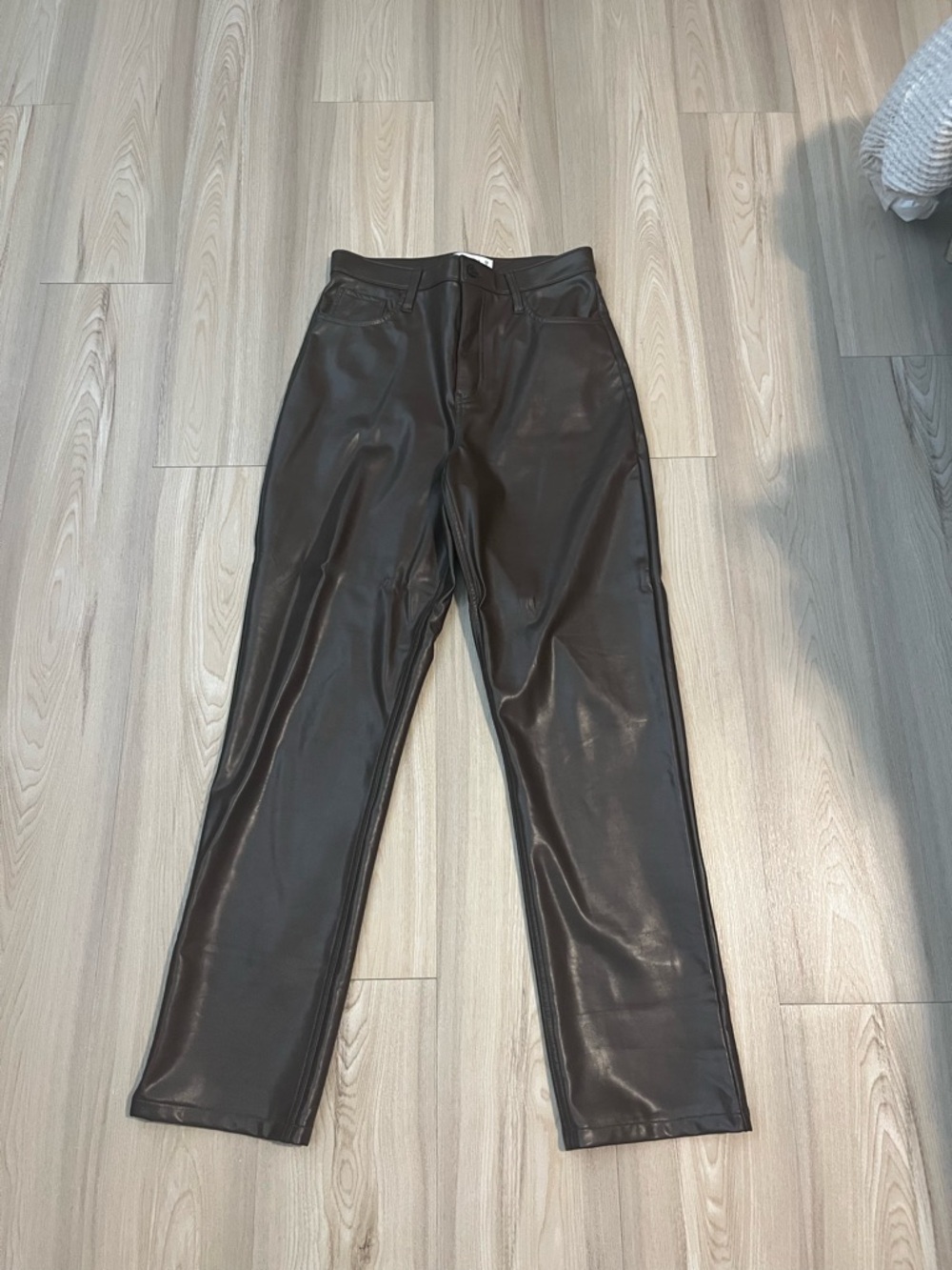 Women's Faux Leather High-Rise Pants in Dark Brown